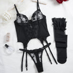 Floral Embroidered Bra and Underwear Set